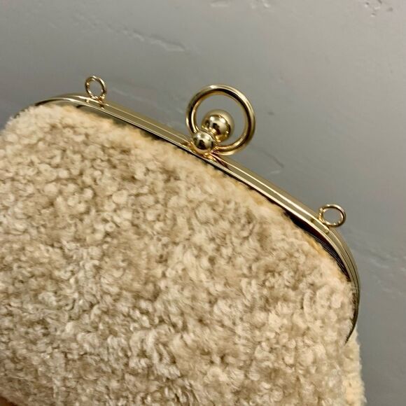 Handmade Genuine Shearling Leather Kisslock Wristlet/Shoulder Bag/Crossbody - Picture 13 of 16